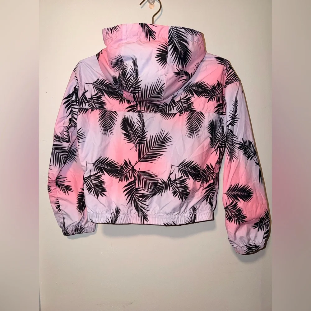 Justice Pink and Black Palm Print Half-Zip Pullover